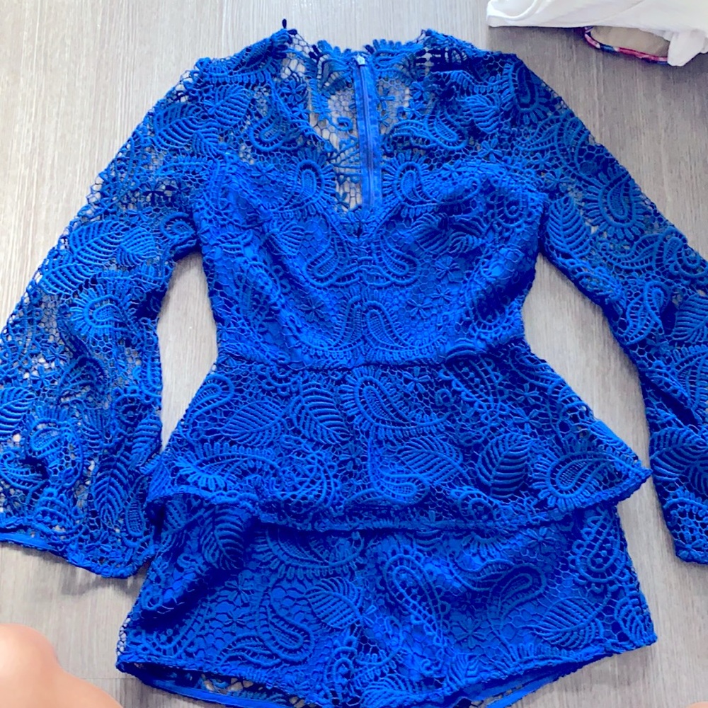 Blue lace romper